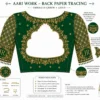 Back Paper Tracing Design for Emerald Green Bridal Aari Blouse Scalloped Neck Pattern
