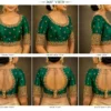 360 Degree View of Emerald Green Bridal Aari Blouse Design