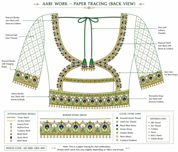 Back Paper Tracing Design for Bridal Maggam Work Blouse