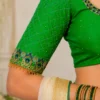 Diamond Pattern Sleeve Aari Embroidery with Peacock Border Work