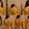 360 degree Kerala Kolam Aari blouse showcasing front back and sleeve bridal embroidery details