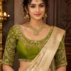 Luxury Bridal Aari Blouse Design with heavy Maggam Work and floral embroidery