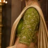 Heavy floral Aari embroidery sleeve with antique gold Maggam Work