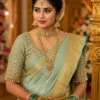 Luxury Mint Green Bridal Aari Design Blouse with heavy Maggam Work and floral embroidery