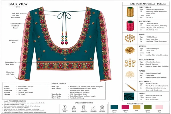 Back Paper Tracing Design for Bridal Maggam Work Blouse