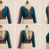 360 Degree View of Peacock Teal Bridal Aari Blouse Design