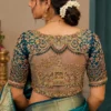 Royal Bridal Aari Blouse back view featuring temple procession Aari embroidery