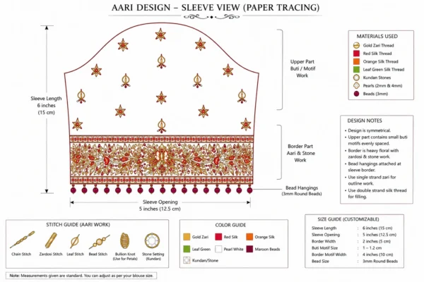 Sleeve Border Aari Embroidery Paper Tracing Design for Bridal Blouse