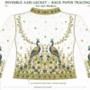 2 in 1 Invisible Aari Jacket with emerald green royal peacock embroidery on transparent organza for South Indian bridal blouse custom tailoring back tracing