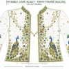 2 in 1 Invisible Aari Jacket with emerald green royal peacock embroidery on transparent organza for South Indian bridal blouse custom tailoring front tracing