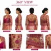 2 in 1 Invisible Aari Jacket with transparent organza and magenta rose floral Aari embroidery for South Indian bridal blouse transformation 360 view