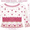 2 in 1 Invisible Aari Jacket with transparent organza and magenta rose floral Aari embroidery for South Indian bridal blouse transformation back paper tracing