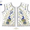 2 in 1 Invisible Aari Jacket with Royal Blue Peacock Embroidery on Transparent Organza for Bridal Blouse Custom Tailoring front tracing