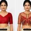 2 in 1 Invisible Aari Jacket – Ruby Red Royal Peacock Organza Detachable Bridal Jacket