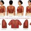 2 in 1 Invisible Aari Jacket – Ruby Red Royal Peacock Organza Detachable Bridal Jacket 360 view