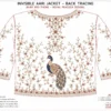 2 in 1 Invisible Aari Jacket – Ruby Red Royal Peacock Organza Detachable Bridal Jacket back tracing
