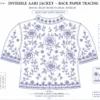 2 in 1 Invisible Aari Jacket – Royal Blue Rose Floral Detachable Aari Design back paper tracing
