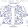 2 in 1 Invisible Aari Jacket – Royal Blue Rose Floral Detachable Aari Design front paper tracing