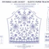 2 in 1 Invisible Aari Jacket – Royal Blue Rose Floral Detachable Aari Design sleeve paper tracing