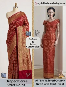 Custom Saree to Bodycon Sheath Dress