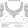 Premium Bridal Peacock Aari Work Blouse front view in wine maroon silk with mirror work, Maggam embroidery and designer neckline paper tracing