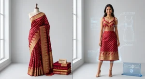 Custom Saree to Slip Dress Conversion