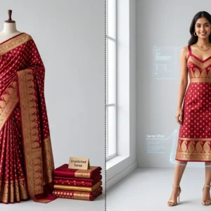 Custom Saree to Slip Dress Conversion