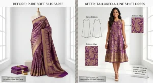 Custom Saree to A-Line Shift Dress Conversion