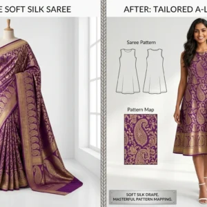 Custom Saree to A-Line Shift Dress Conversion