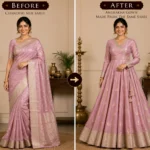 Custom Saree to Angrakha Gown Conversion