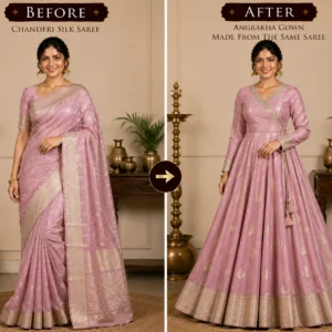 Custom Saree to Angrakha Gown Conversion