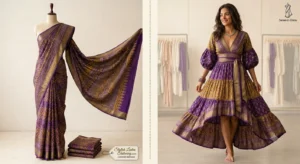 Custom Saree to Asymmetrical High-Low Dress Conversion