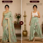 Custom Saree to Asymmetrical Draped Skirt Conversion