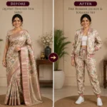 Custom Saree to Bomber Jacket & Joggers Conversion