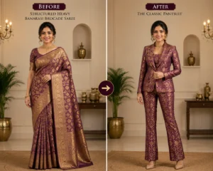 Custom Saree to Classic Pantsuit Conversion