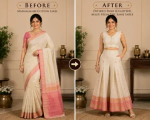 Custom Saree to Divided Skirt (Culottes) Conversion