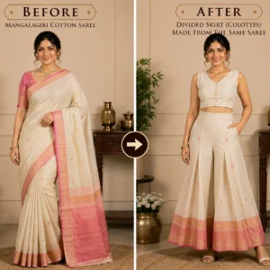 Custom Saree to Divided Skirt (Culottes) Conversion