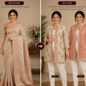 Custom Saree to Double-Sided Reversible Jacket Conversion