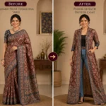 Custom Saree to Floor-Length Duster Coat Conversion
