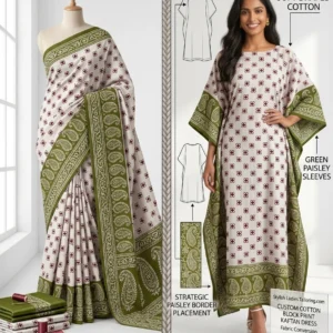 Custom Saree to Full-Length Kaftan Dress Conversion