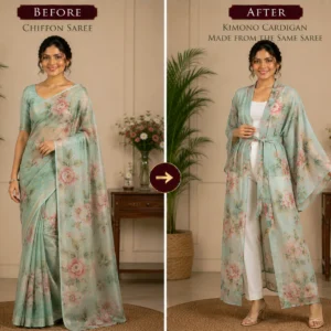 Custom Saree to Kimono Cardigan Conversion