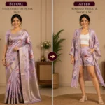 Custom Saree to Kimono Shrug & Shorts Set Conversion