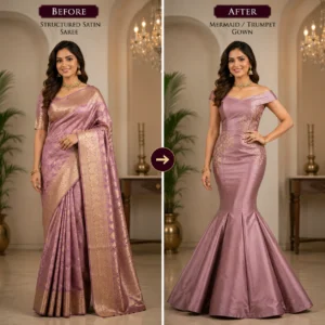 Custom Saree to Mermaid/Trumpet Gown Conversion