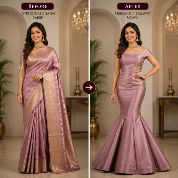 Custom Saree to Mermaid/Trumpet Gown Conversion