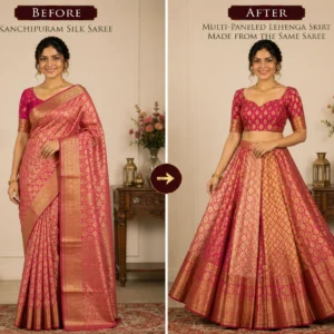 Custom Saree to Multi-Paneled Lehenga Skirt Conversion