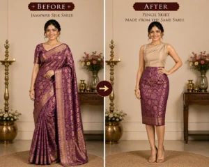Custom Saree to Pencil Skirt Conversion