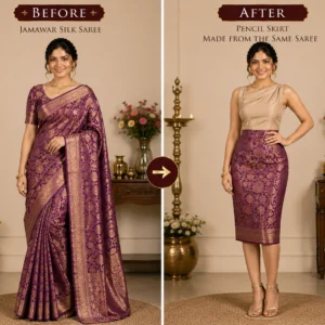 Custom Saree to Pencil Skirt Conversion