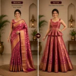 Custom Saree to Peplum Gown Conversion