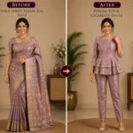 Custom Saree to Peplum Top & Cigarette Pants Conversion