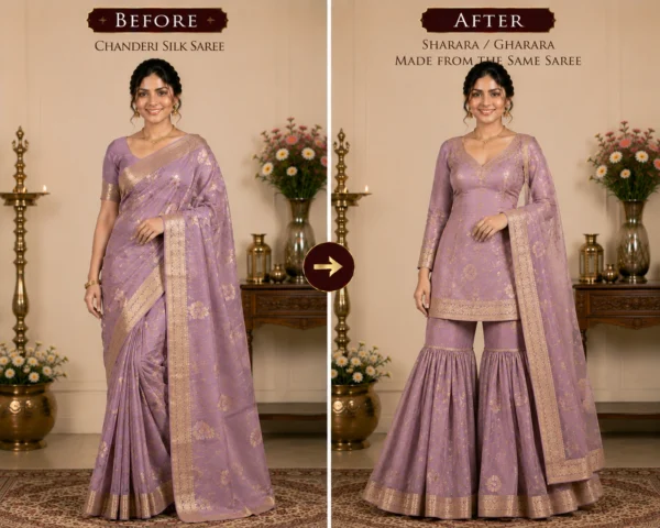 Custom Saree to Sharara/Gharara Dress Conversion